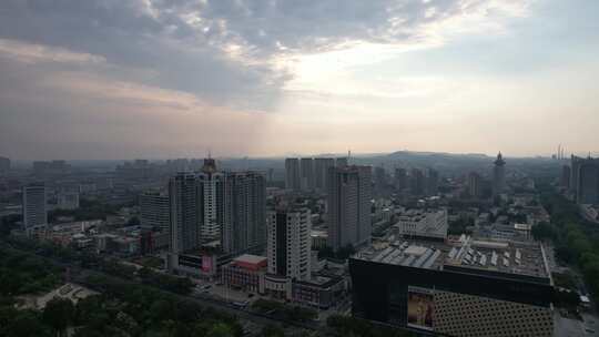 山东淄博日出彩霞航拍