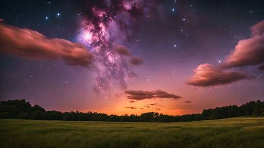 田野星空星云夜景