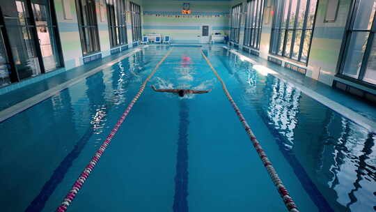 一个游泳运动员奋力训练视频素材模板下载