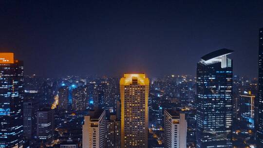 上海商城夜景航拍视频素材模板下载