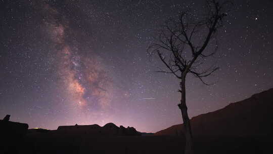 英仙座流星雨星空银河延时摄影