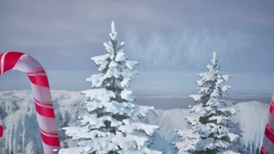 雪中糖果的冬季场景