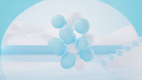 柔软的充气球体3D渲染视频素材模板下载