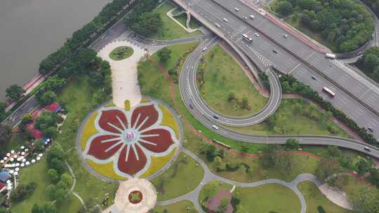 广州花城广场地标建筑航拍素材