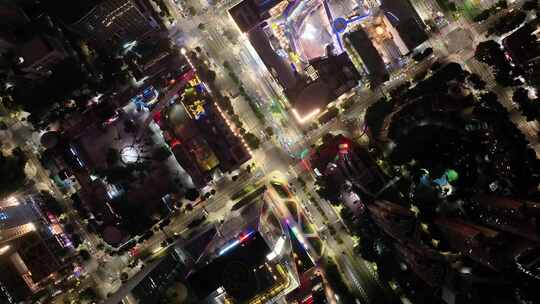 深圳夜晚夜景航拍福华路繁华十字路口广东风视频素材模板下载