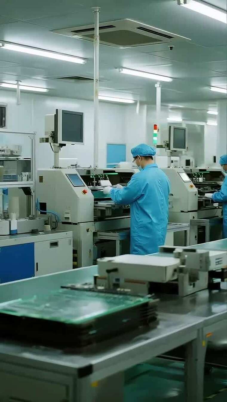 无尘车间工人操作机器