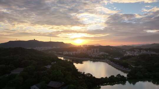 惠州惠城区傍晚夕阳航拍