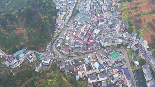 农村集贸市场菜市场农贸市场集市赶集航拍