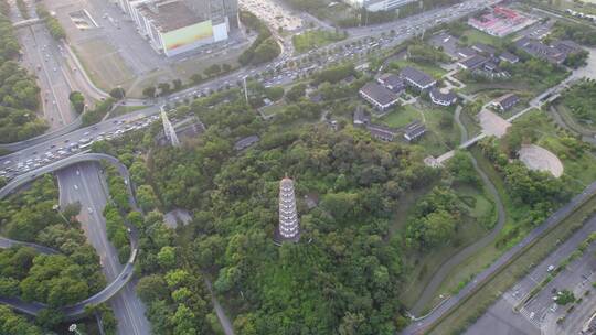 广州海珠琶洲岛万胜围新港东路黄昏夕阳