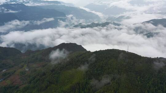 4k航拍高山峡谷云海