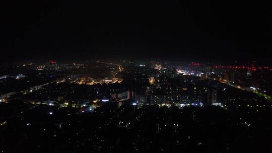 高空城市夜景上升