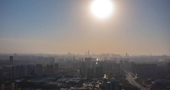 航拍长沙城市午后延时