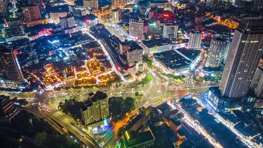 南宁朝阳广场商圈夜景航拍