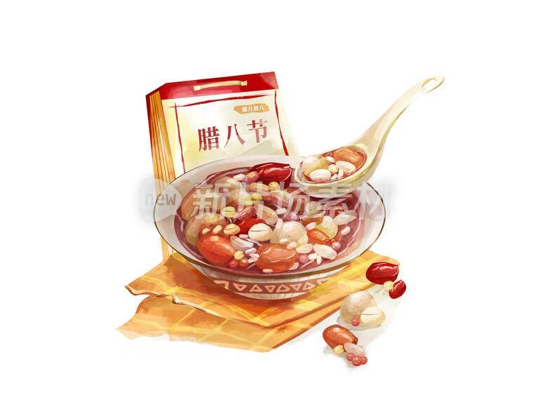 中国风红色喜庆腊八节美食日历创意元素插画