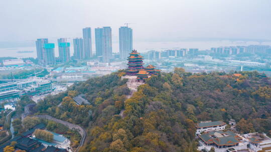 南京_阅江楼_日景夜景_环绕航拍延时