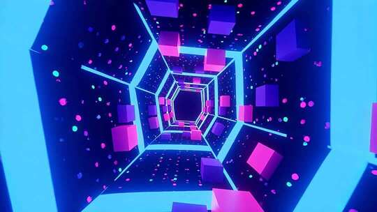 3D立体方块隧道穿梭动画