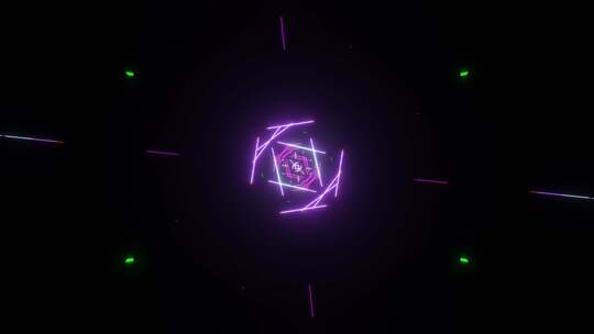 无尽的未来空间隧道与霓虹灯…多色动效