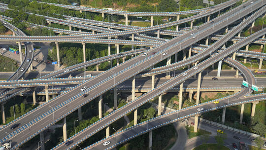 世界最复杂立交桥重庆盘龙立交车流视频素材模板下载