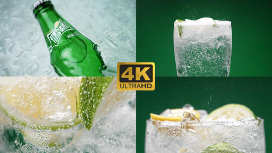 雪碧气泡水碳酸饮料柠檬水广告视频素材模板下载