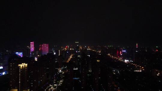 4K航拍河北石家庄城市夜景