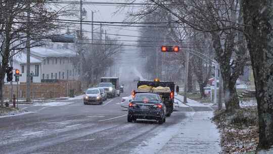 大雪中的加拿大街头
