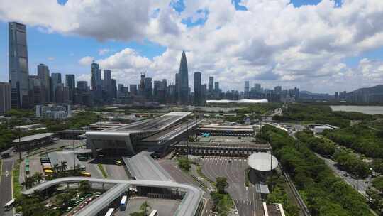 深圳湾后海红树林地标建筑视频素材模板下载