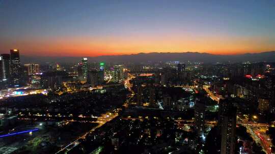 航拍福州城市夜景