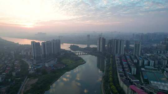 湖南省衡阳市湘江石鼓书院城市航拍4k