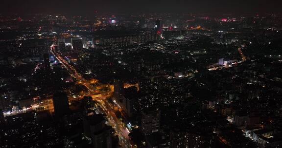 广州客村立交航拍夜景交通