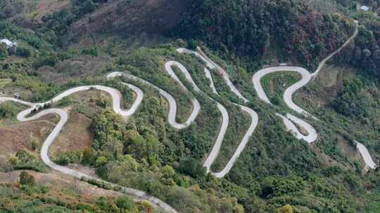 秦岭森林秋色山路