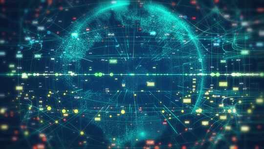 5G和AI技术 HUD全息地球 网络全球概念4k视频素材模板下载