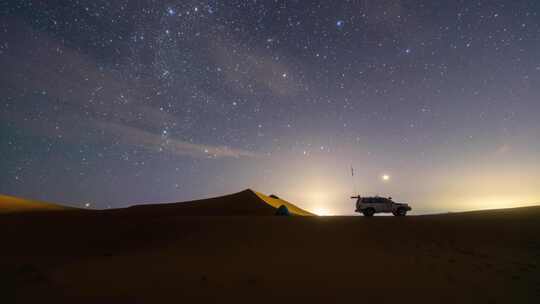 8K内蒙古腾格里沙漠星空视频素材模板下载