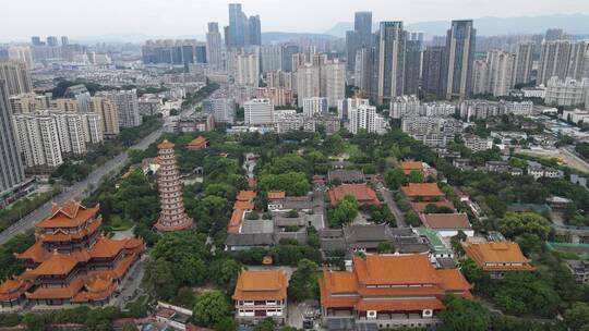 福建福州西禅古寺历史文化古建筑航拍