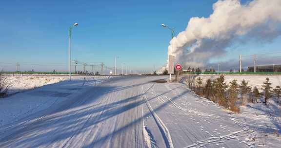 额尔古纳冬季城市冰雪道路