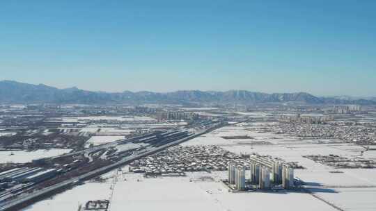 航拍雪景 冬至节气 冬天雪景  冬季