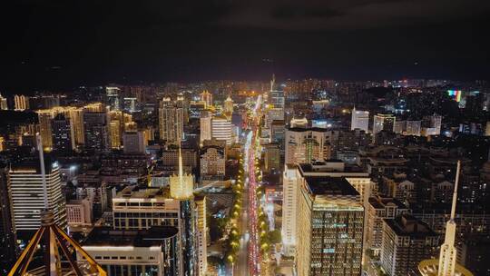 福州 夜景 市中心 鼓楼区 繁华视频素材模板下载