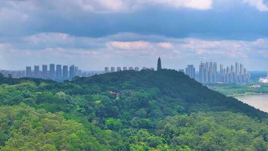 南宁市青秀区青秀山旅游风景区航拍城市大景