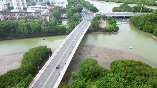 三亚城市公园街道绿地航拍