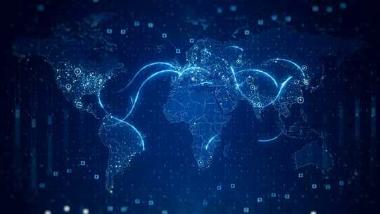 科技感世界地图数据连线画面