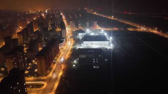 航拍 雄安 冬季 夜景 晚上 航拍雄安夜景