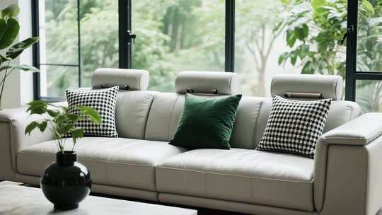 室内沙发及抱枕特写素材