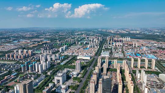 河南洛阳：晴天万里城市地标大景航拍