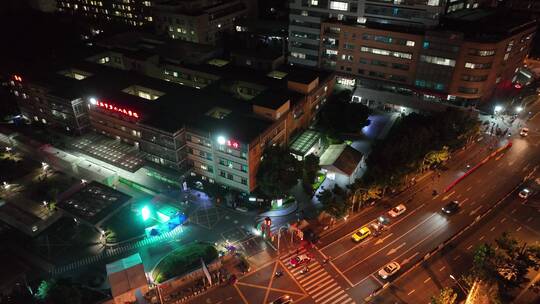 俯拍上海六院夜景