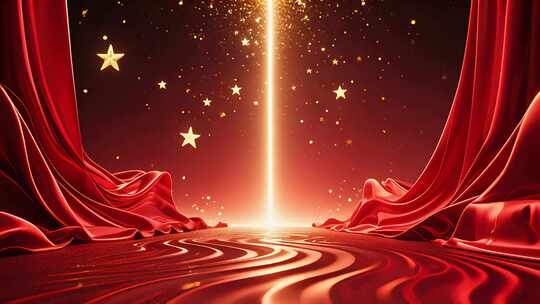 红色舞台星光璀璨颁奖开场动画视频