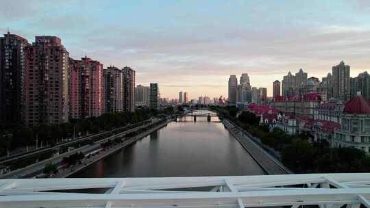 天津海河风景奥式风情区城市建筑风光航拍