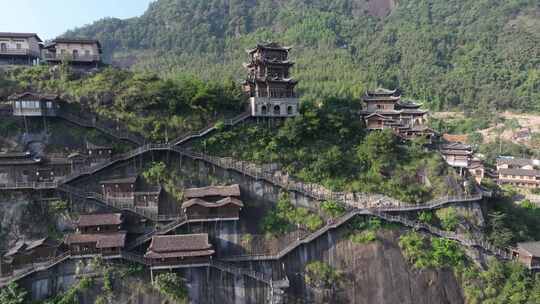 江西上饶网红景点望仙谷晴天航拍