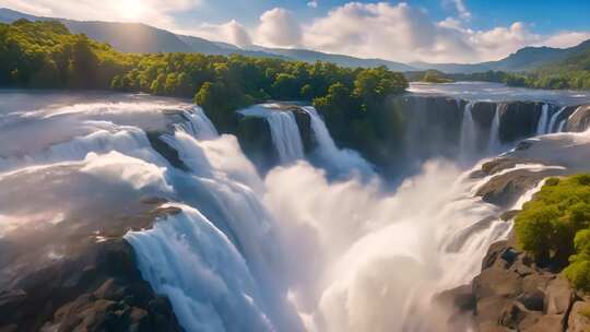 壮丽瀑布自然风光全景