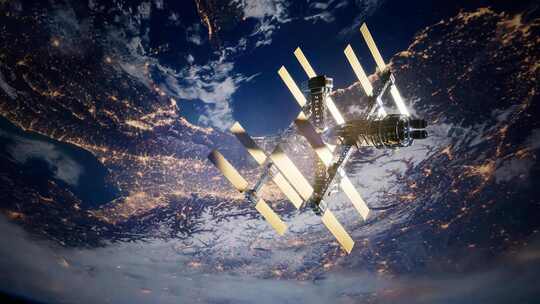 4K-卫星飞过夜景地球视频素材模板下载
