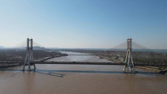 航拍济南黄河大桥视频素材模板下载