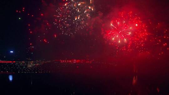 烟花 城市烟花 节日庆祝 西安奥体中心夜景